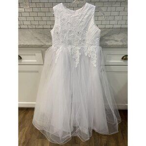Joy Kids Dress Girls 18 White‎ Lace Tulle Long Flower Girl Ball Gown Wedding